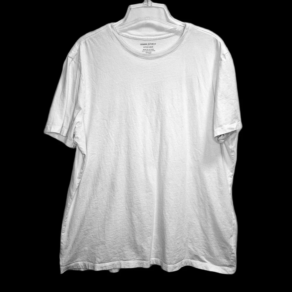 2 Pack Banana Republic XL White Premium Wash Crew Neck Short Sleeve Tee‎